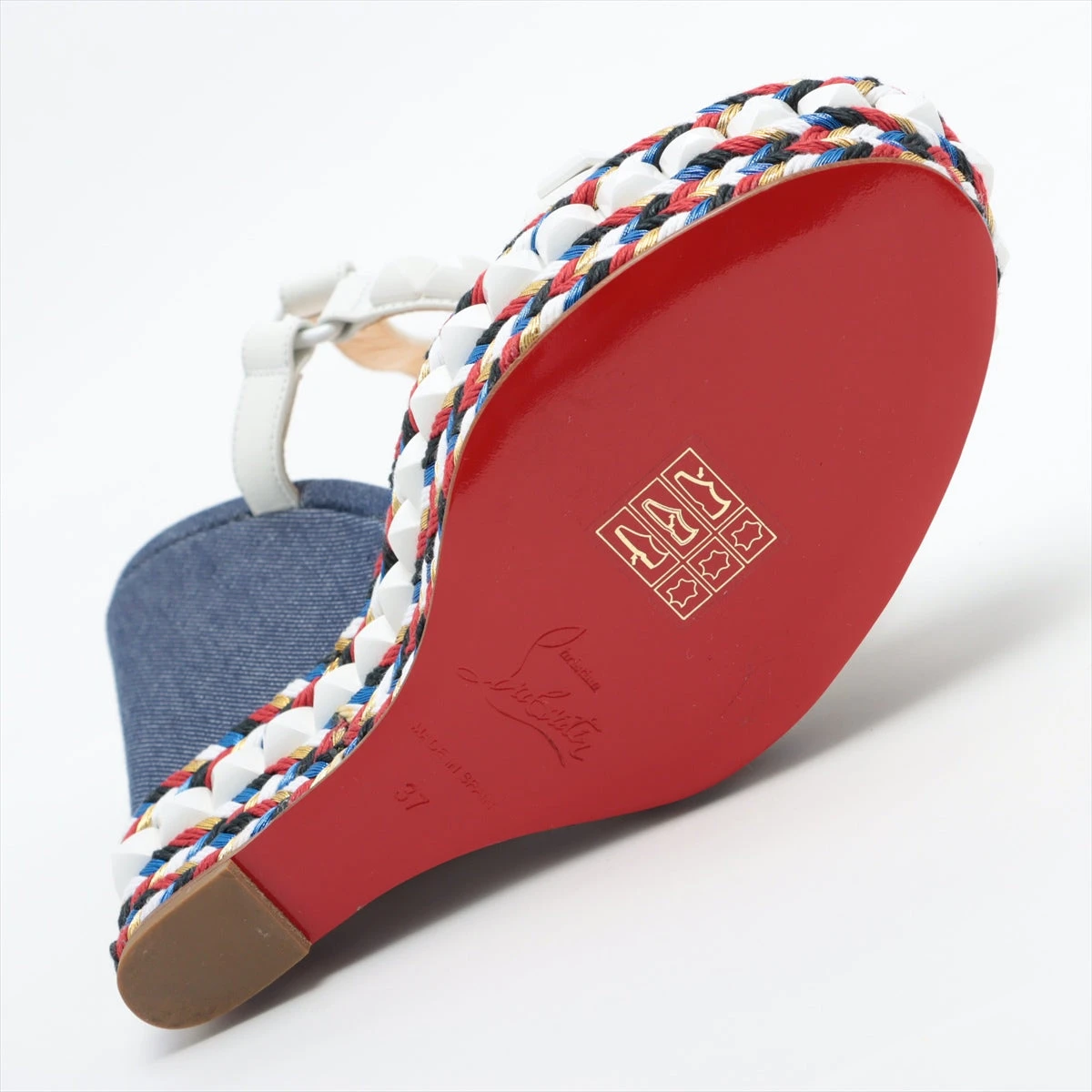 Christian Louboutin デニムウェッジサンダル 美品 Christian Louboutin ウェッジソールサンダル デニム