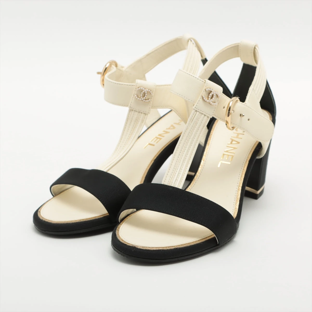 シャネル ココマーク レザー×ファブリック サンダル 36C レディース  