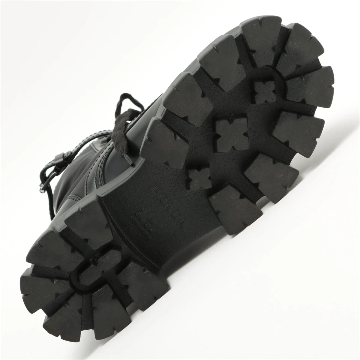 プラダ モノリス ナイロン×レザー ブーツ 7 1/2 メンズ ブラック