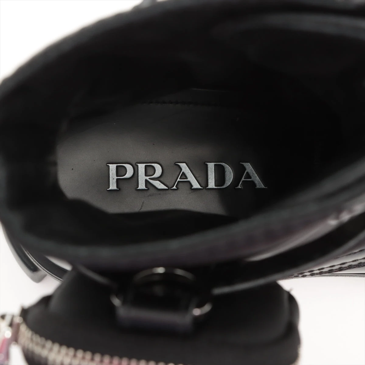 プラダ モノリス ナイロン×レザー ブーツ 7 1/2 メンズ ブラック