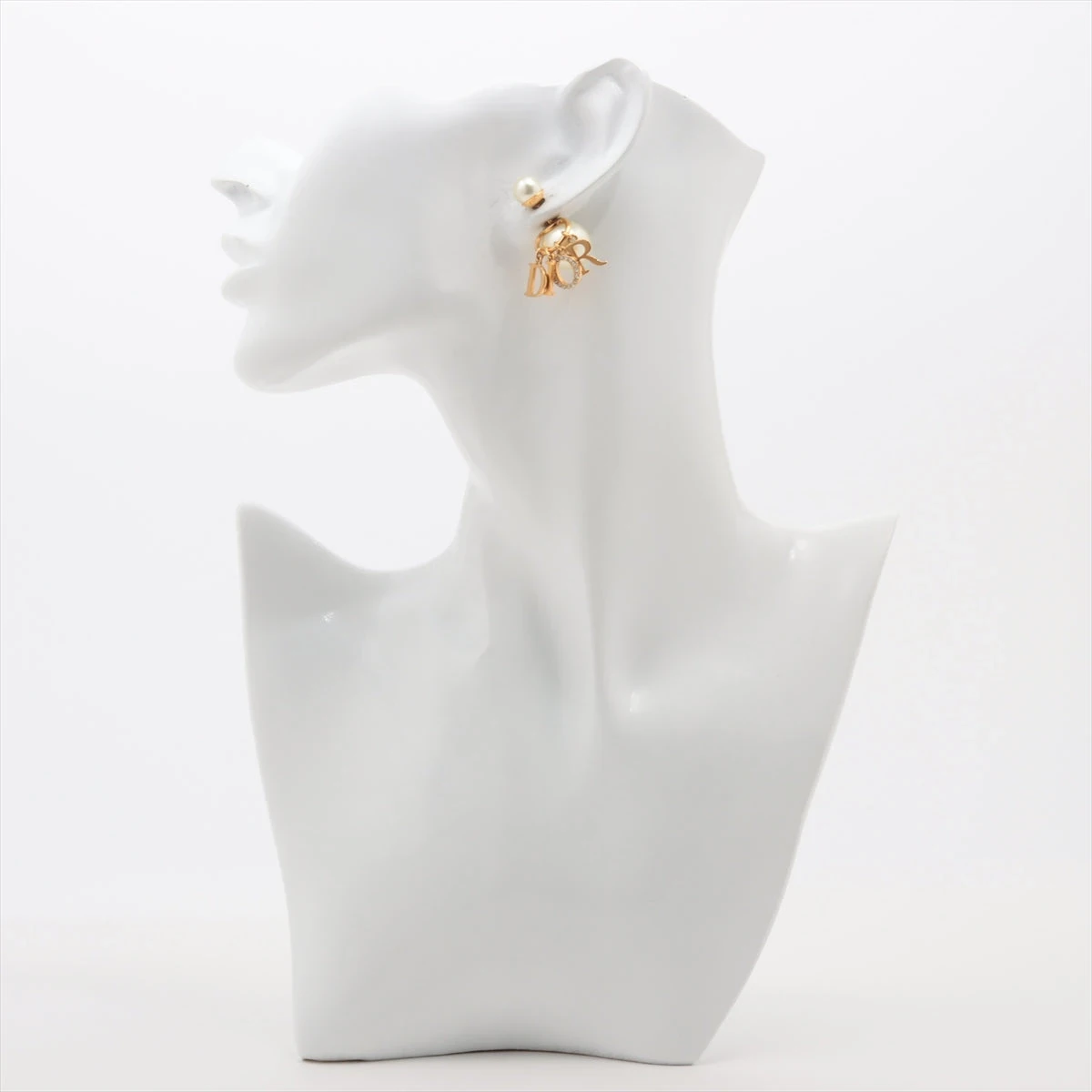 ★ディオール トライバル ピアス 片耳 ハート ラインストーン×フェイクパール ディオール Dior Tribales ディオール トライバル ピアス(両耳用