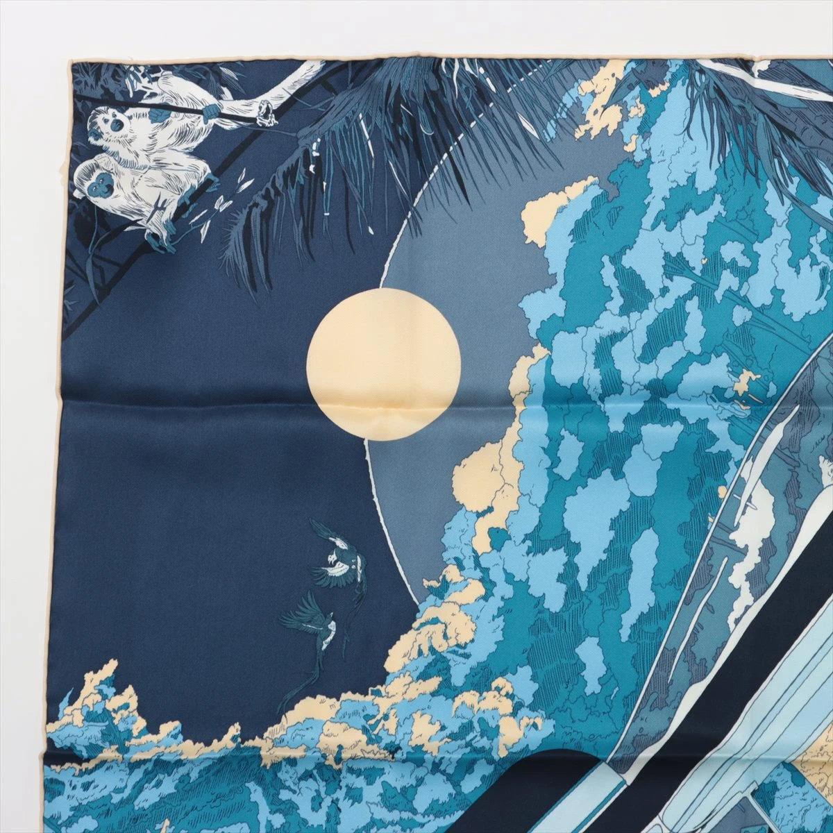 エルメス スカーフ シルク ブルー カレ70 Rendez Vous Galant
