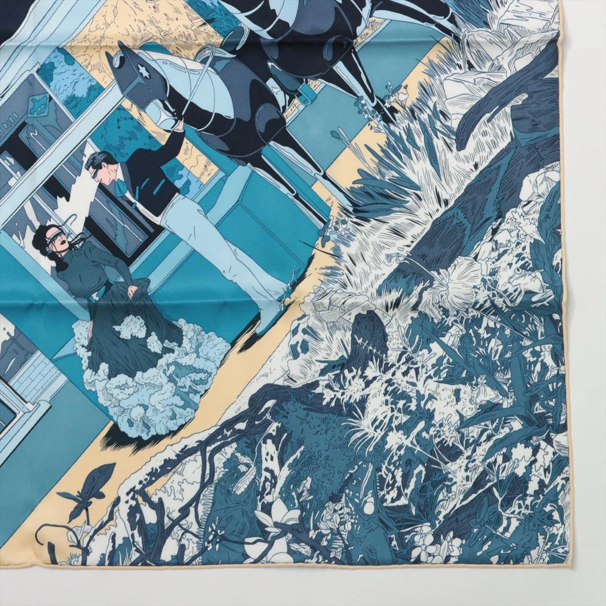 エルメス スカーフ シルク ブルー カレ70 Rendez Vous Galant