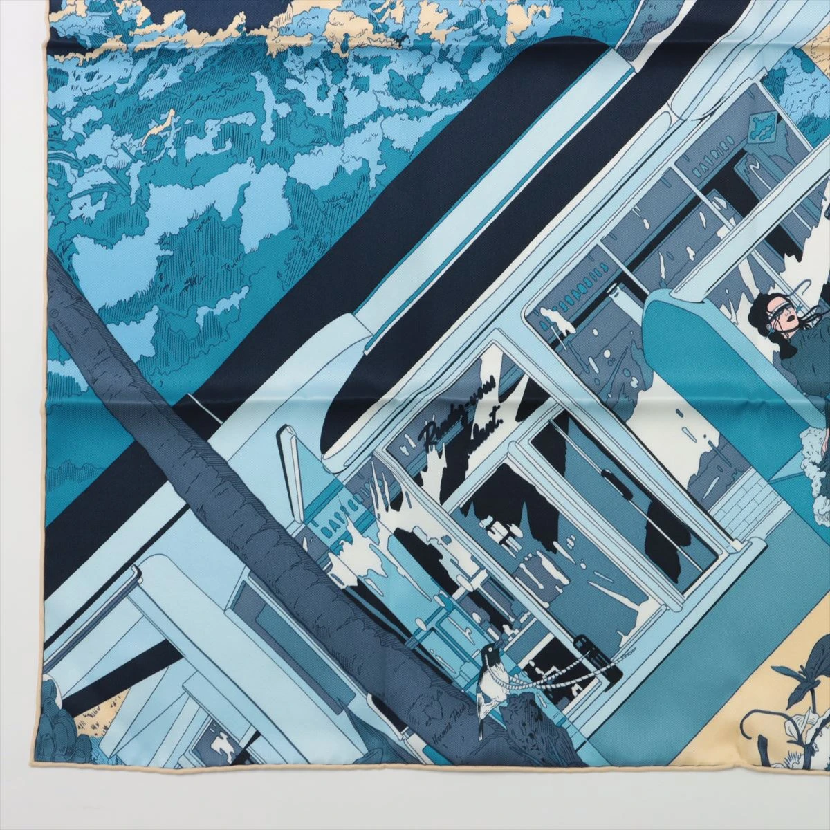 エルメス スカーフ シルク ブルー カレ70 Rendez Vous Galant  