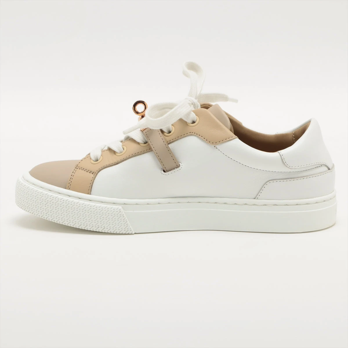 エルメス レザー スニーカー 35.5 レディース ホワイト×ベージュ デイ