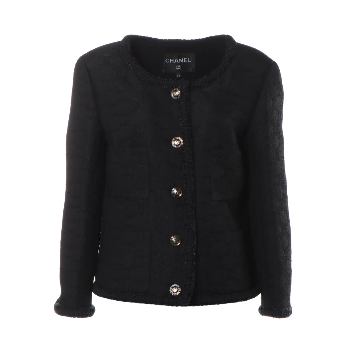 CHANELジャケットサイズ38,襟元だけボタンあり。 CHANEL】シャネル『ジャケット size38』P05289V03075 95A