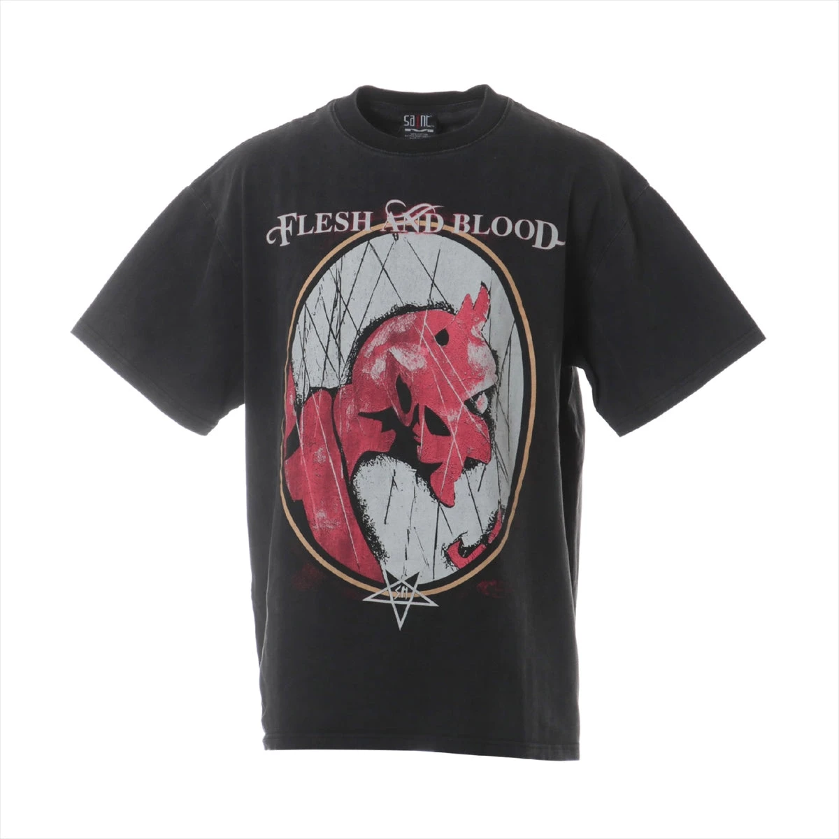 セントマイケル コットン Tシャツ L メンズ ブラック ヴィンテージ加工 