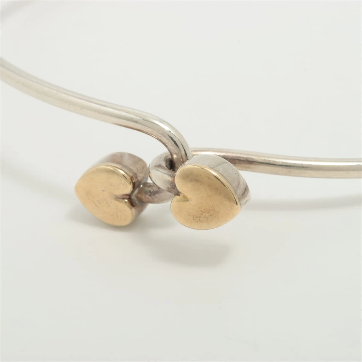 ✨極美品✨ティファニー ダブルハート ソリッド フック バングル 750/925 ティファニー ダブルハート バングル 925×750 8.7g ゴールド×シルバー