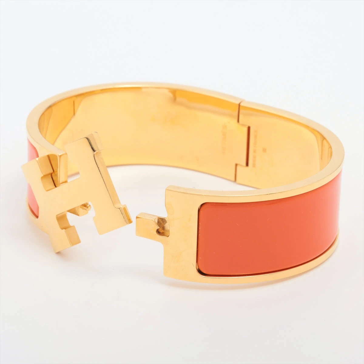 美品　破格　エルメス クリッククラック バングル ゴールド オレンジ クリックH エルメス HERMES Hモチーフ クリッククラックPM