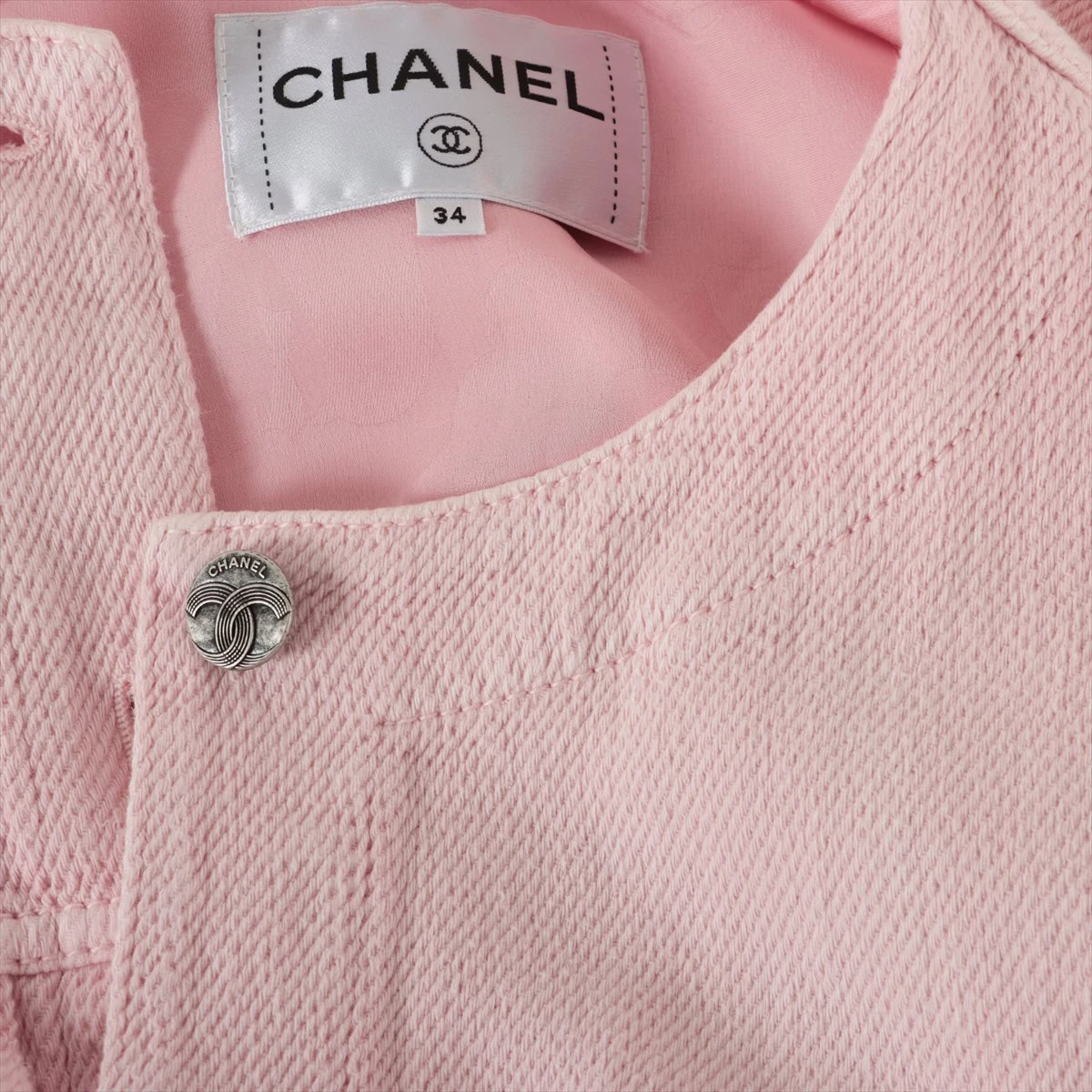 大人かわいい☆25P CHANEL ジャケット コットン&シルク ピンク ジャケット - シルク、ピンク & ブラック — ファッション