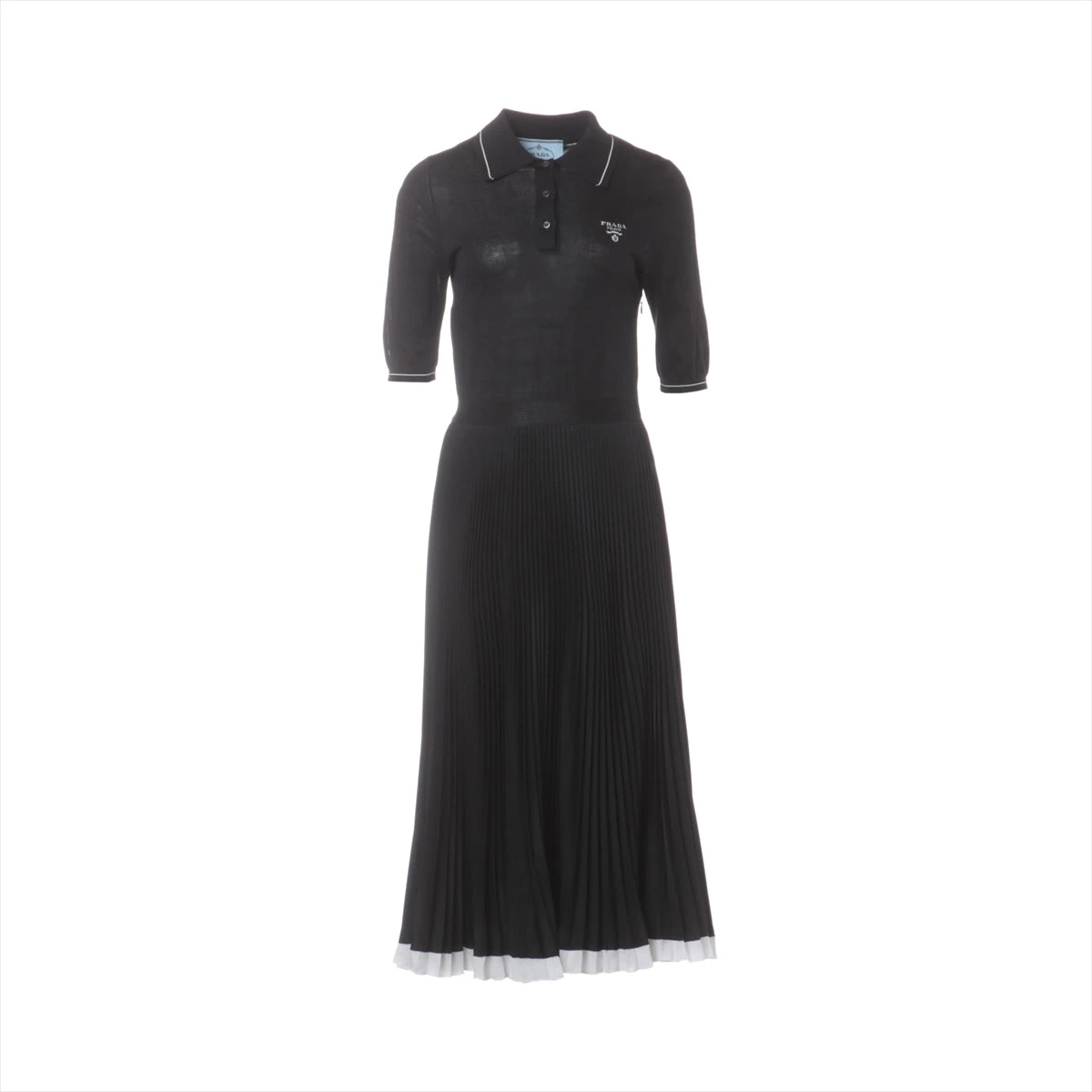 極美品　PRADA プラダ　ブラック　ニット　ワンピース　フレア　プリーツ プラダ レディース ニット PRADA ブランド ワンピース トップス