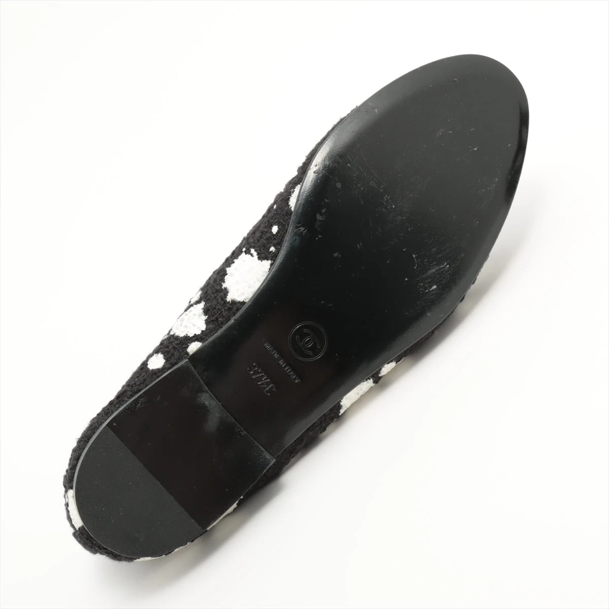 シャネル ココマーク ツイード×レザー バレエシューズ 37 1/2C 