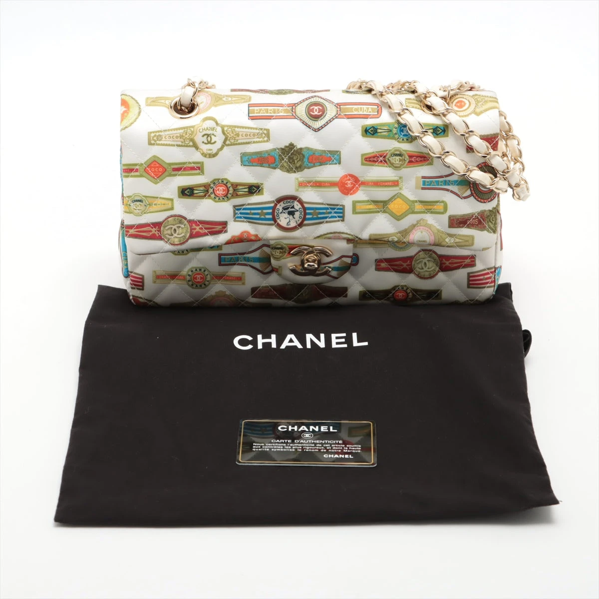 シャネル マトラッセ サテン ダブルフラップ ダブルチェーンバッグ