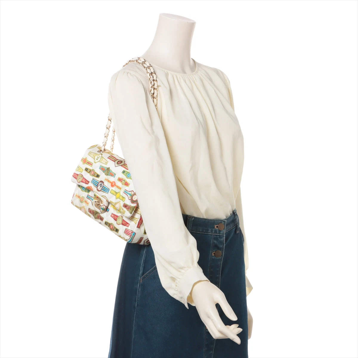 完品・美品CHANELキューバコレクションバッグ/ダブルフラップ/マトラッセ シャネル マトラッセ サテン ダブルフラップ ダブルチェーンバッグ