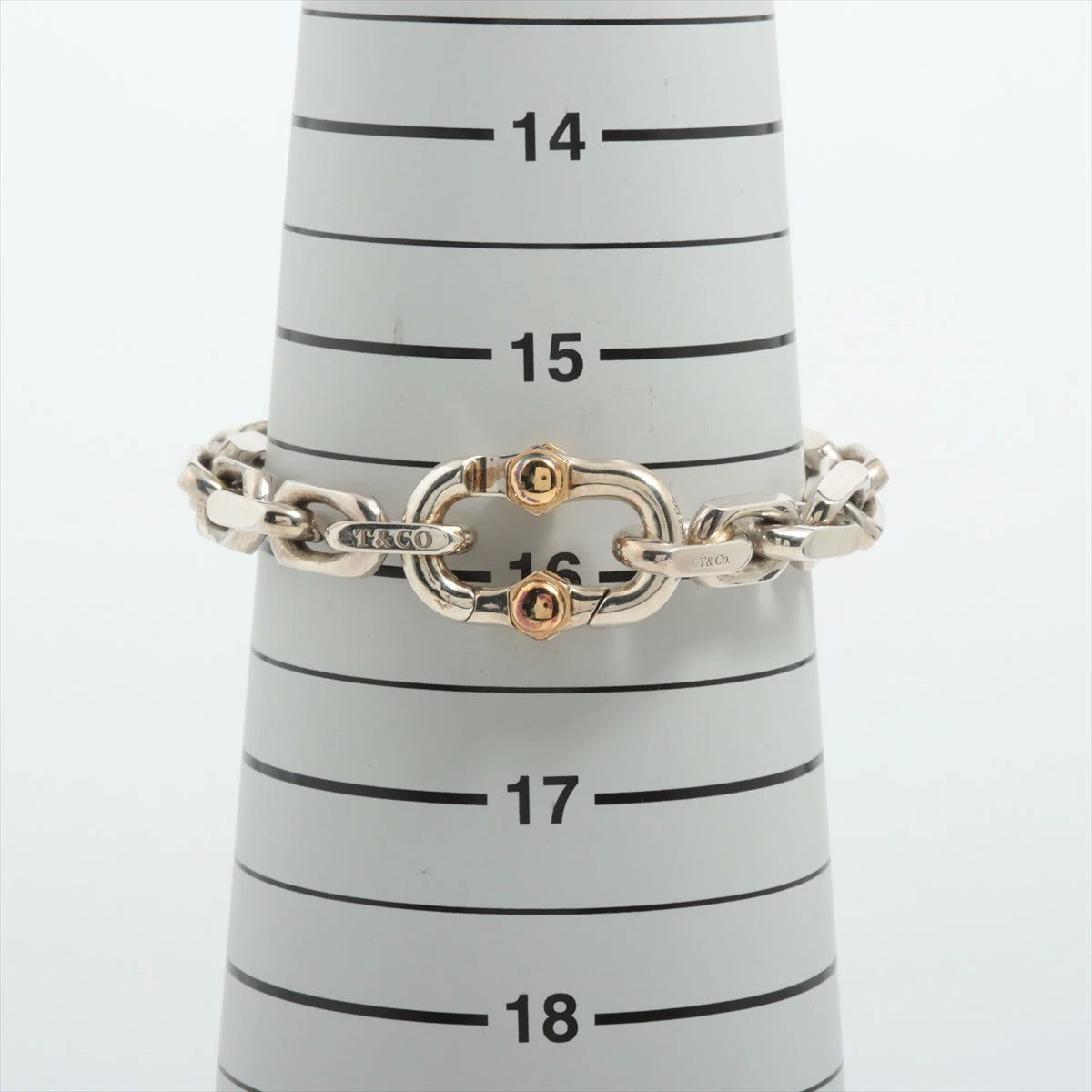 【美品】TIFFANY メイカーズワイドチェーンブレスレット　シルバー＆ゴールド TIFFANY&Co. ティファニー メイカーズ ワイド チェーン