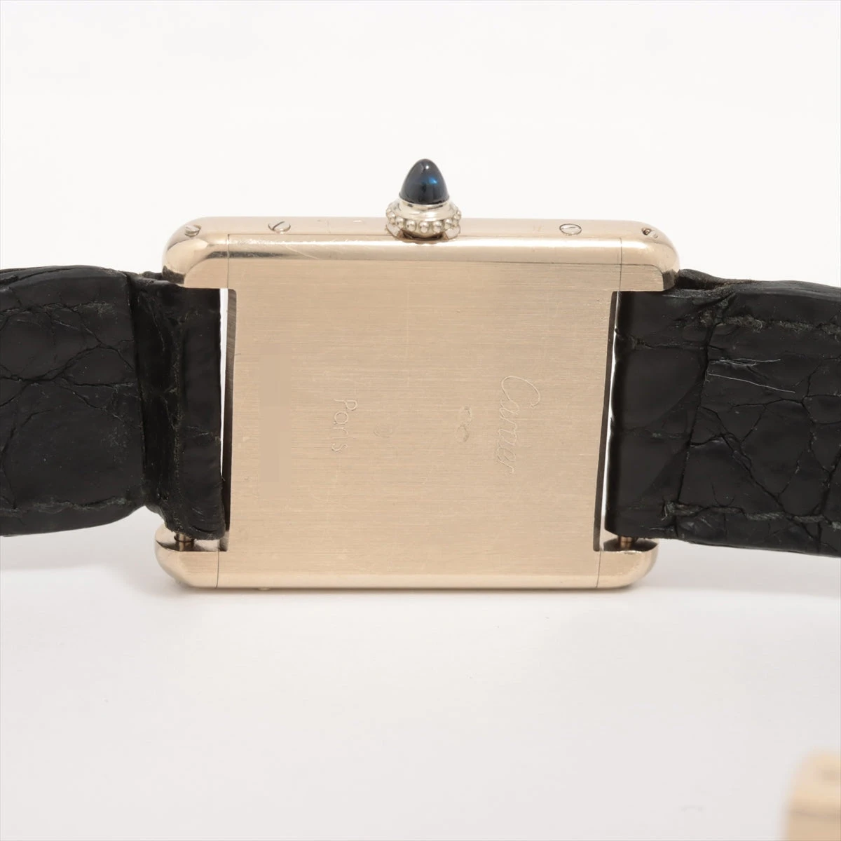 カルティエ タンク WG×革 手巻き 白文字盤 リューズ石キズ YA020521