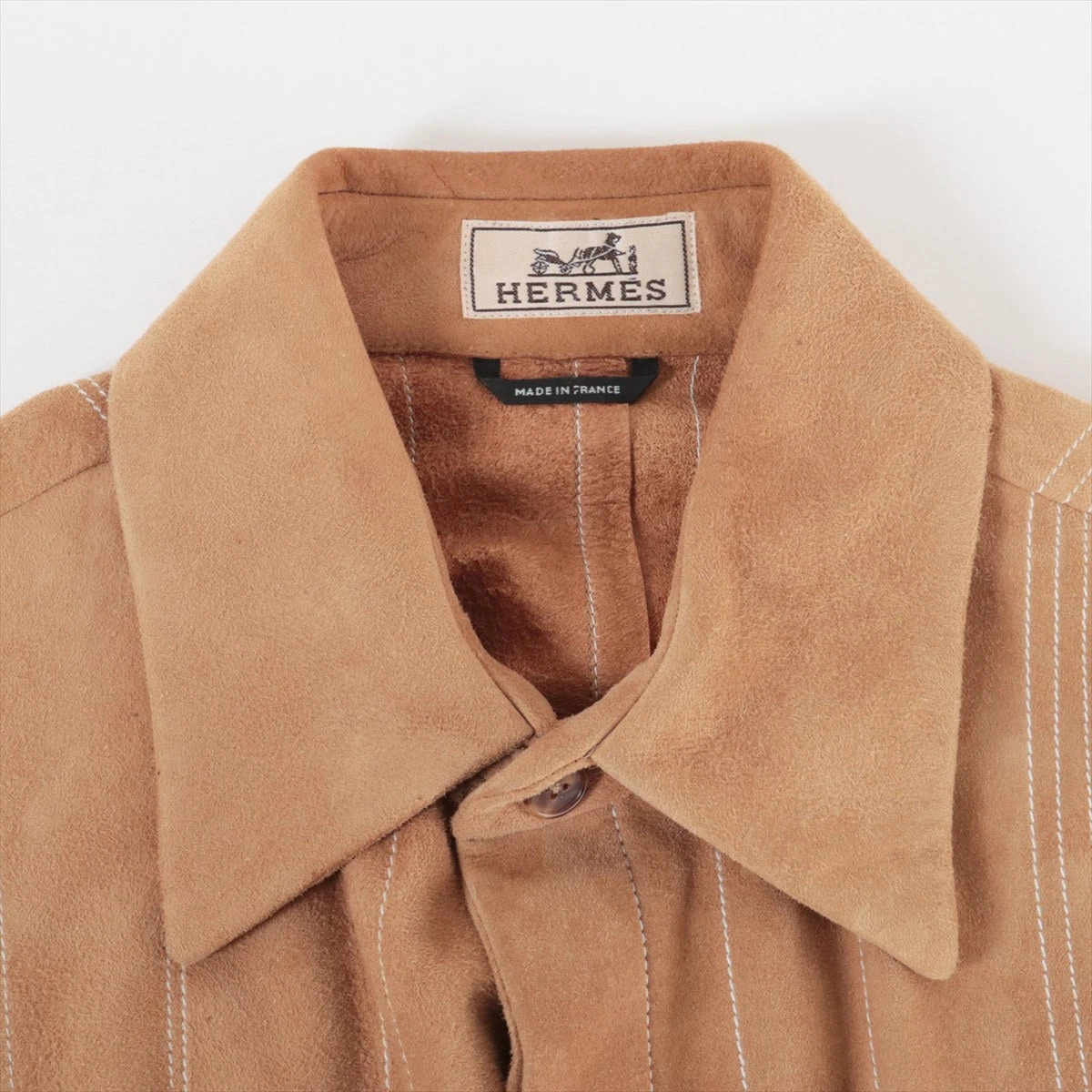 エルメス レザー シャツ 44 メンズ ベージュ pa812 A2138851｜中古