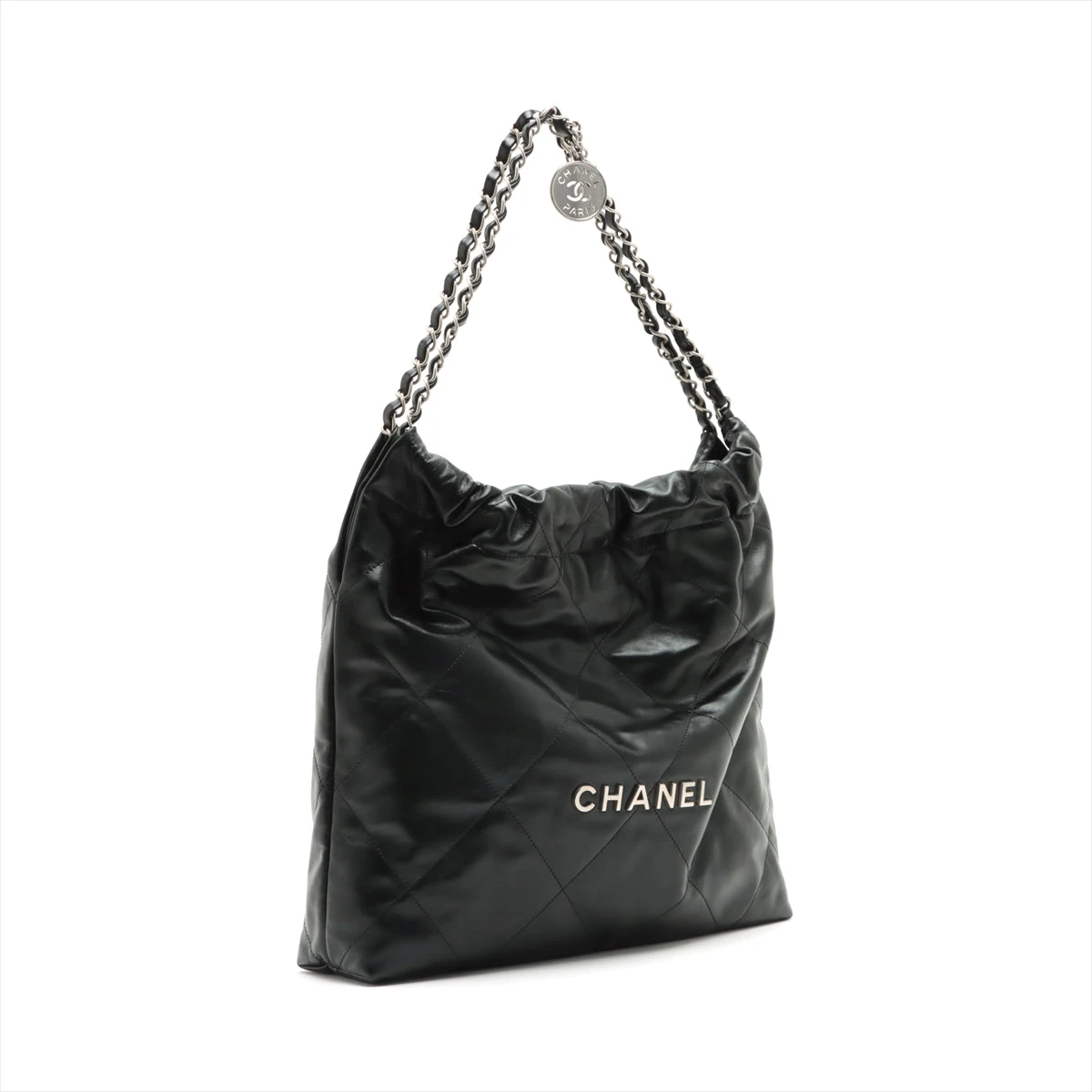シャネル シャネル22 レザー チェーンショルダーバッグ ブラック