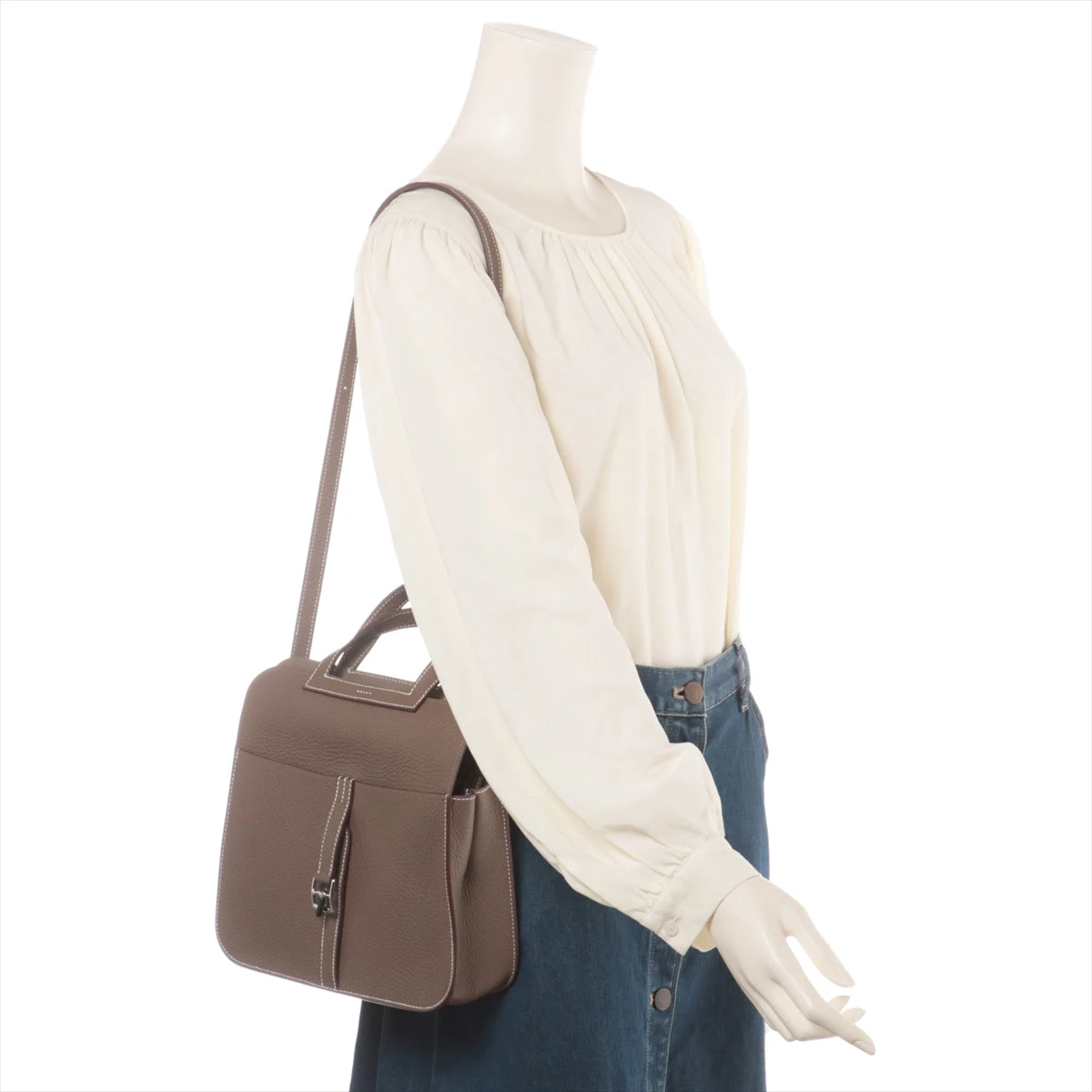 エルメス アルザン25 トリヨンクレマンス エトゥープ シルバー