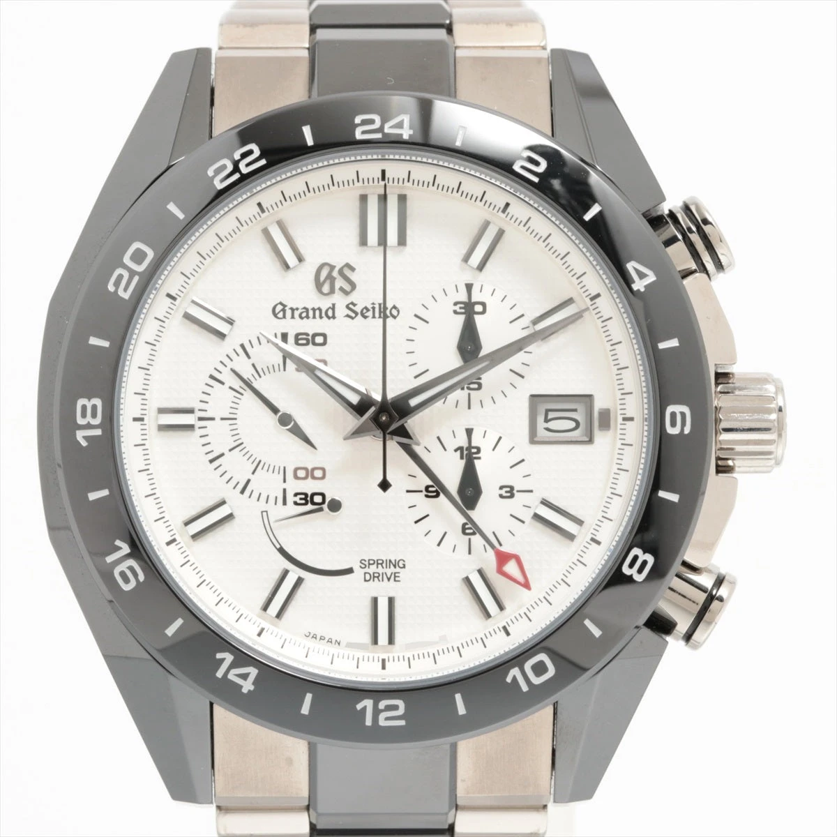 グランドセイコー スポーツコレクション スプリングドライブクロノグラフ GMT SBGC221 TI×CE AT 白文字盤  DP013418｜中古ブランド品・ブランド古着通販｜ALLU（アリュー）