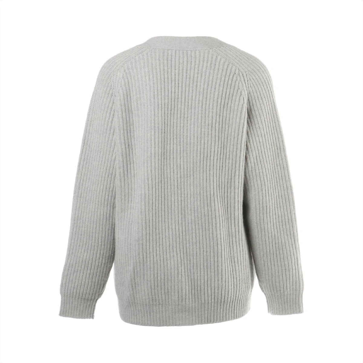 LA5477 セリーヌ カシミヤ100％ 長袖Vネックカーディガン グレー 40 プレミアムカシミヤ・Vネックセーター/40代50代からのレディース