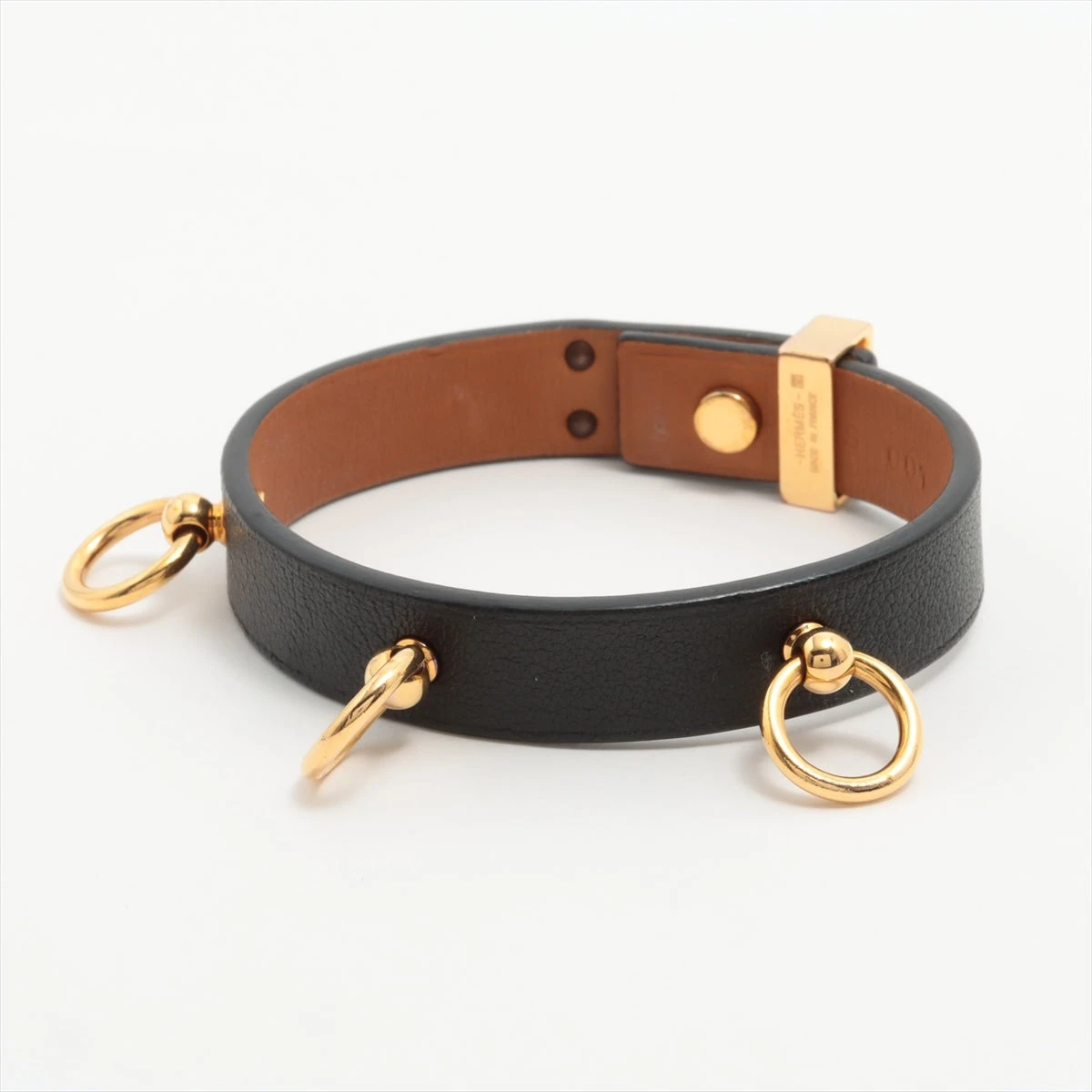 HERMES ミニドッグ ブレスレット レザー バングル ゴールド 鈴 HERMES - エルメス HERMES ミニドッグ クルー カレ ブレスレット