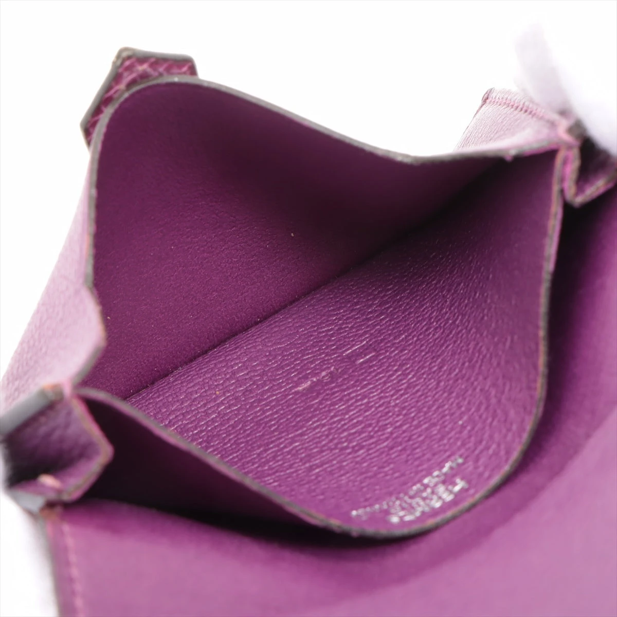 HERMÈS パープルレザー ケース エルメス ベアンミニ リザード カードケース パープル シルバー