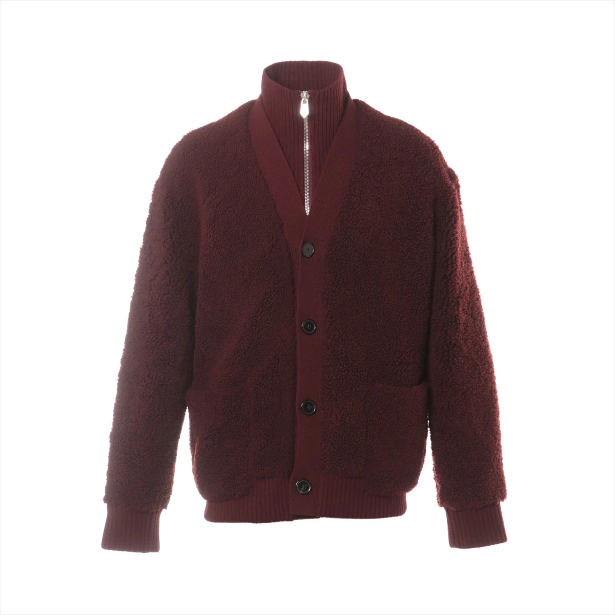エルメス ウール×カシミヤ ジャケット 48 メンズ ボルドー ボア