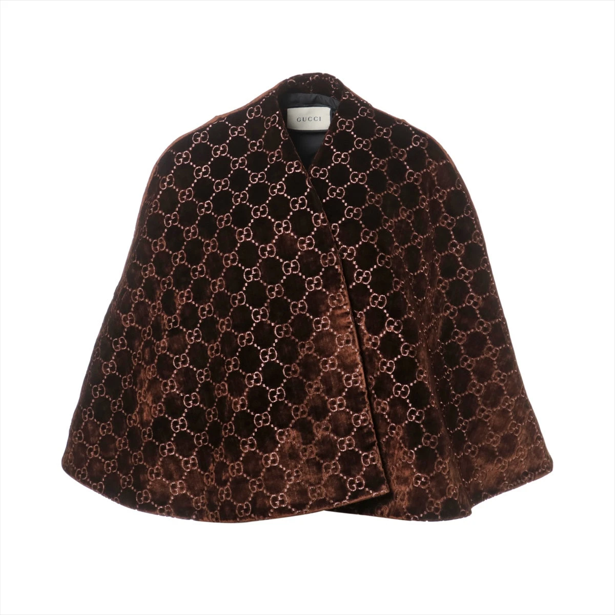 GUCCI グッチ ウールフリンジポンチョ ブラック オールド S 美品】GUCCI グッチ フリンジ付きジップニットポンチョ
