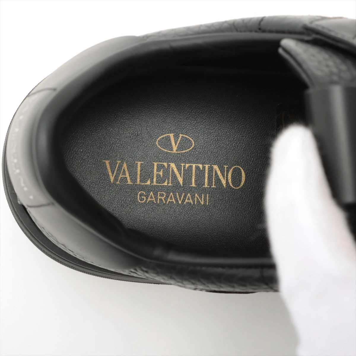 VALENTINO ブラック スニーカー 42 ヴァレンティノガラヴァーニ レザー スニーカー 42 メンズ