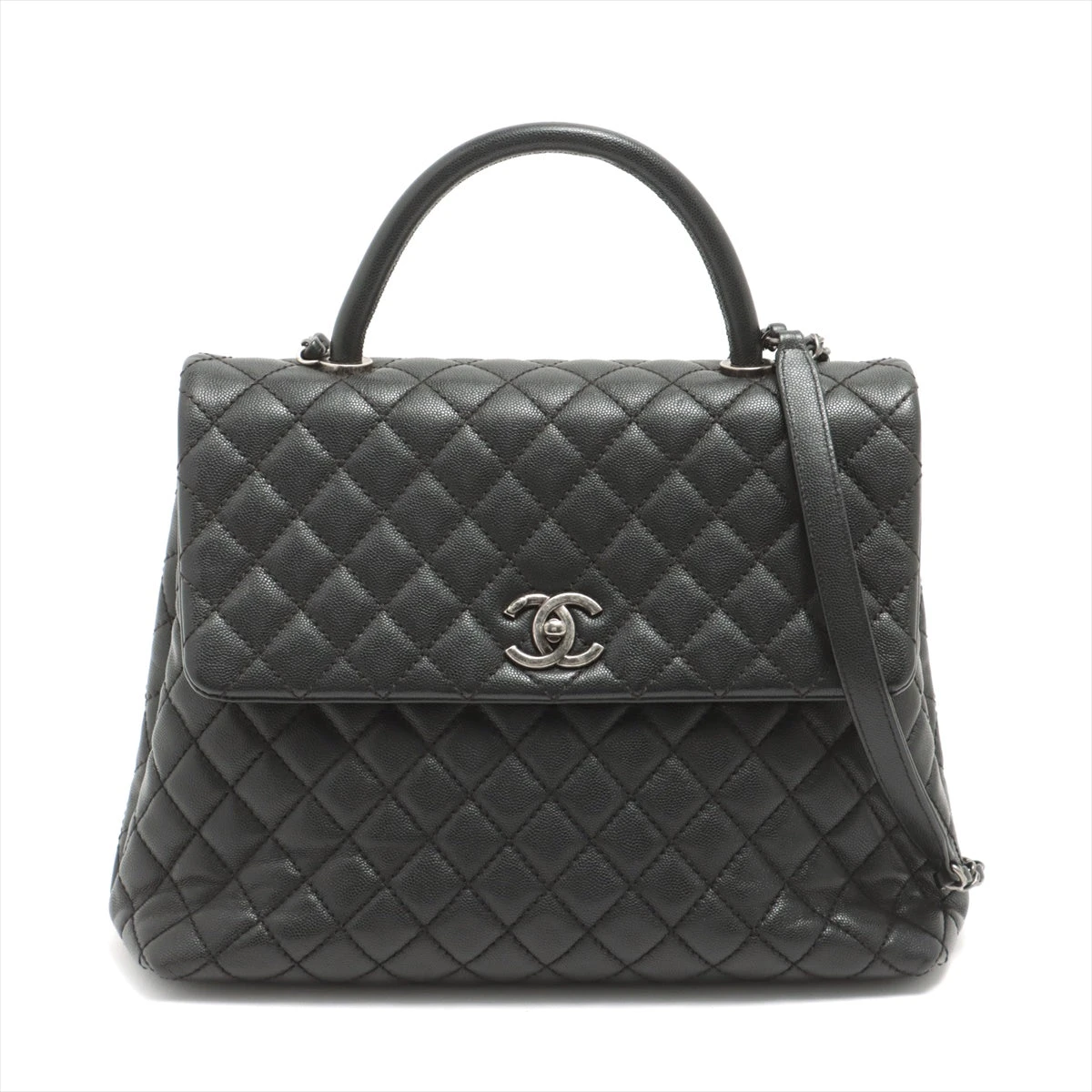 シャネル ココハンドル キャビアスキン 2WAYハンドバッグ ブラック