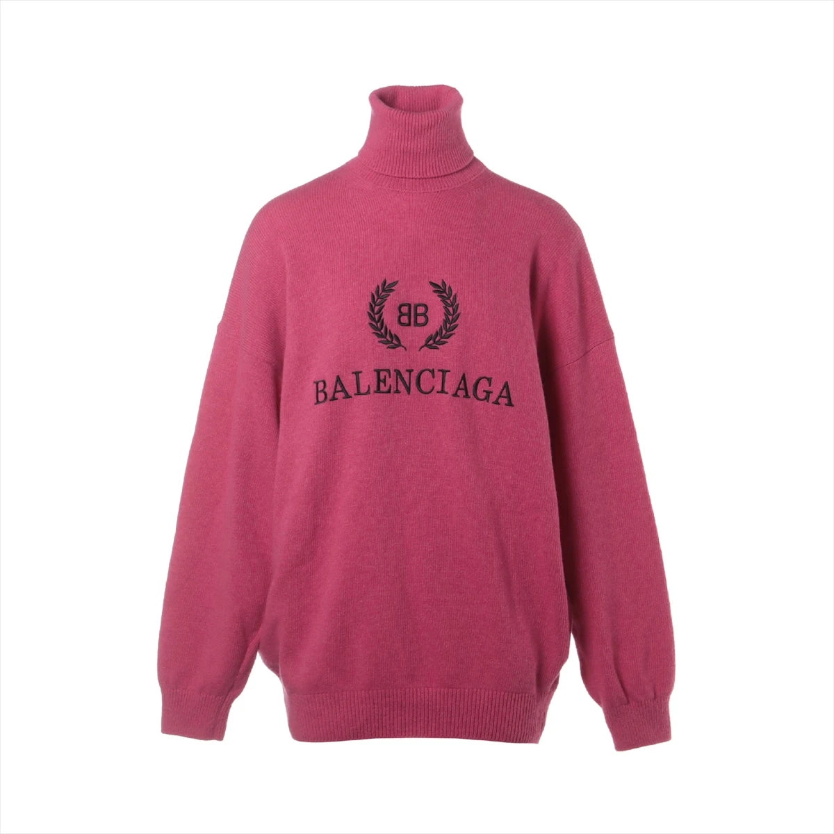 バレンシアガ　BB ウール　カシミヤ　タートルネック　ニット　美品　ボルドー バレンシアガ BB ウール カシミヤ タートルネック ニット 美品