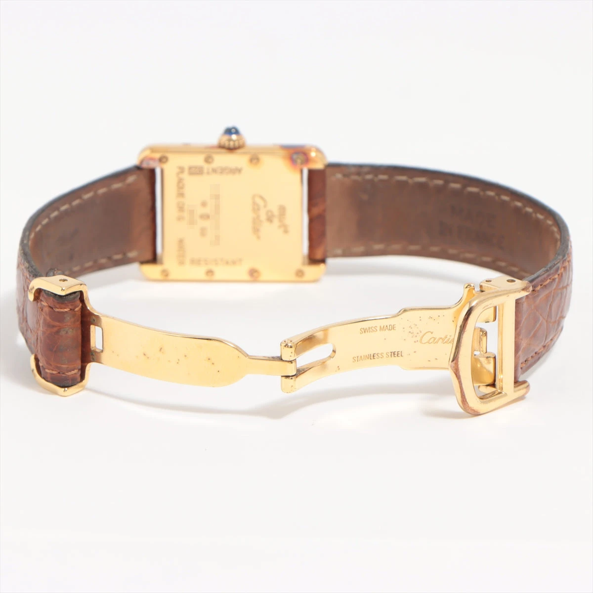 カルティエ マストタンク W1017354 925×革 AT アイボリー文字盤