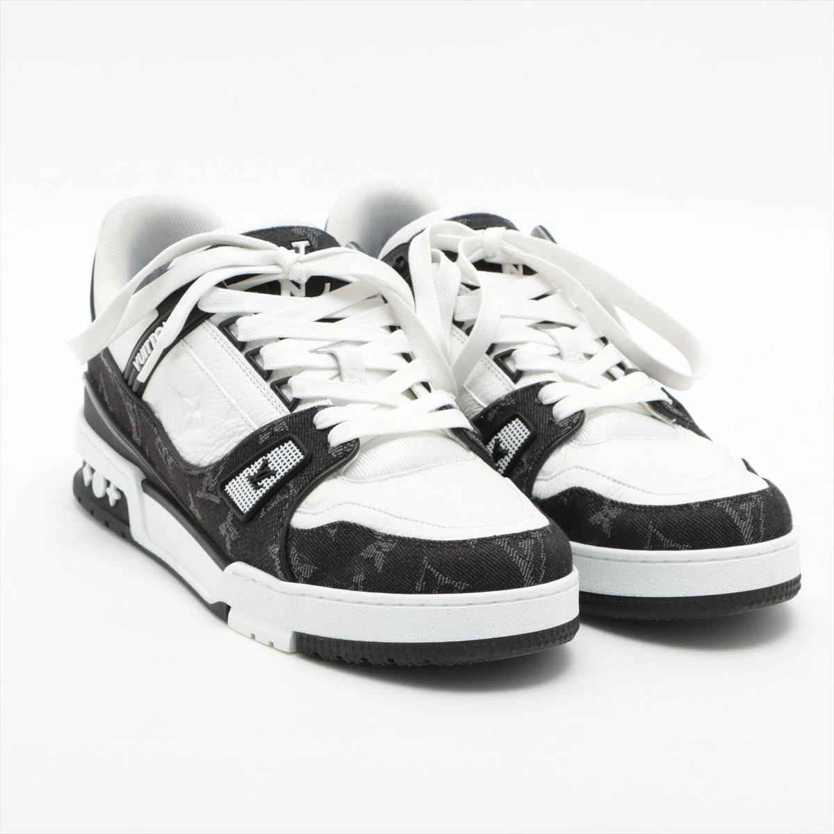 【期間限定値下げ】LOUIS VUITTON レザー スエード メッシュ スニー LOUIS VUITTON スニーカー 6 1/2 GO1221 ブラウン グリーン