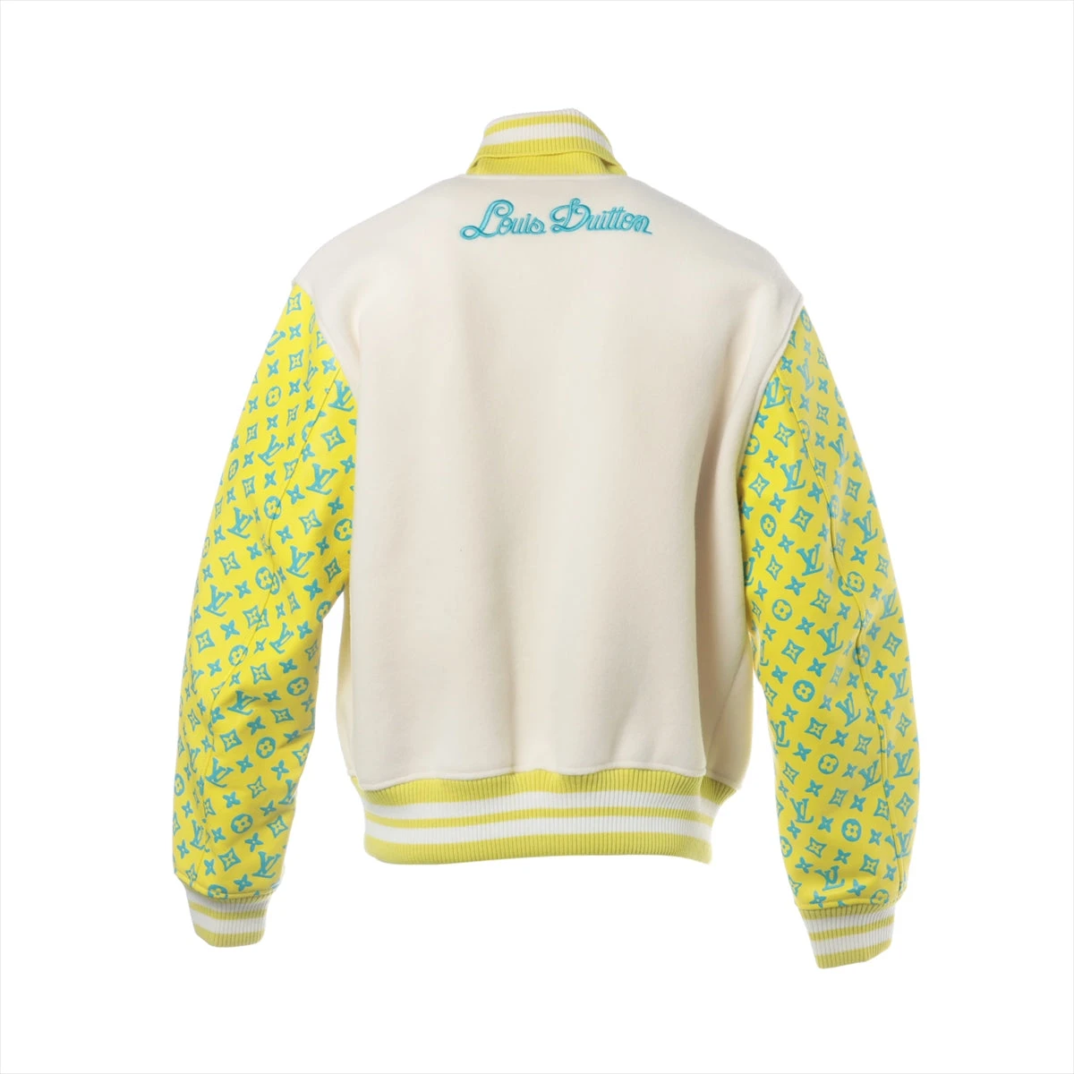 ヴィトン 23SS ウール×レザー ブルゾン 48 メンズ アイボリー×イエロー