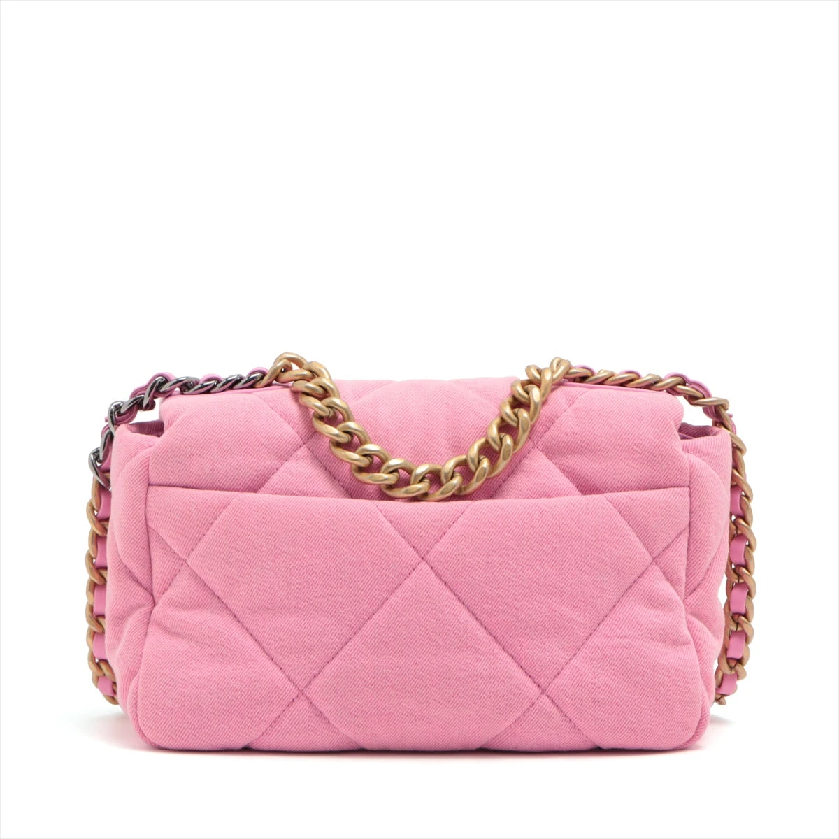 CHANEL シャネル19 ピンクデニム ゴールド ハンドバッグ シャネル シャネル19 デニム チェーンショルダーバッグ ピンク