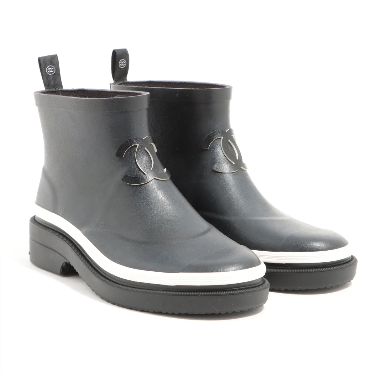 シャネル　カメリア　レインブーツ　ココマーク　ブラック　EU36　ラバー シャネルカメリアレインブーツココマークブラックEU36ラバー