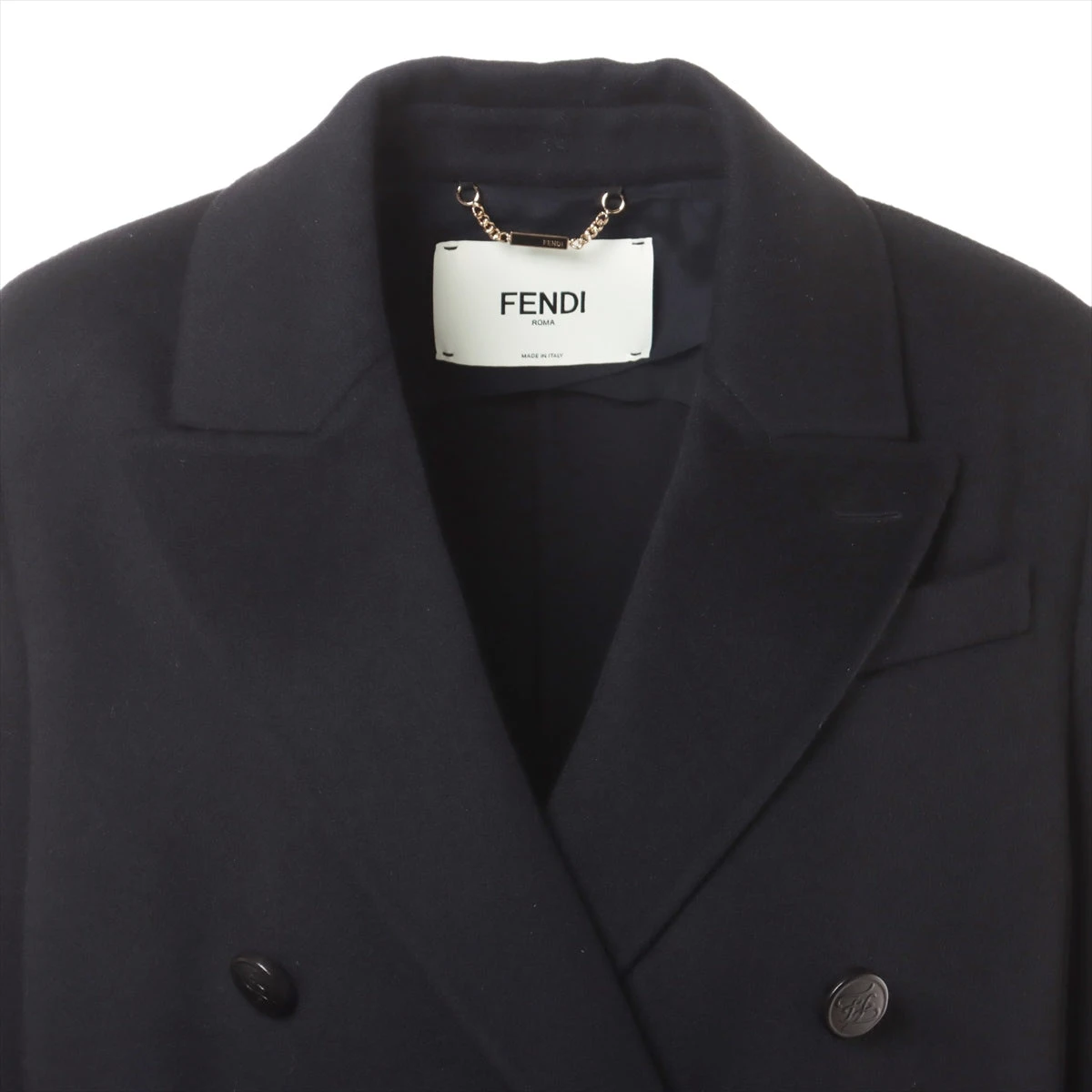 【ファーコート　FENDI　裏地柄　ロゴボタン　イタリア製　シルク　高級　美品】 ファーコート FENDI 裏地柄 ロゴボタン イタリア製 シルク 高級