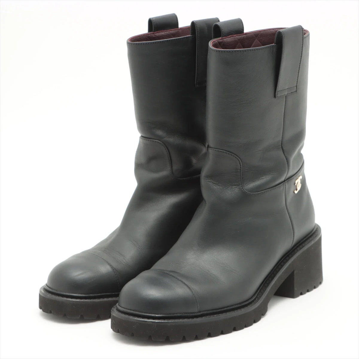CHANEL シャネル ブーツ 黒 EU37 1/2(24cm位) 4100124O0067 CHANEL シャネル ショートブーツ 37