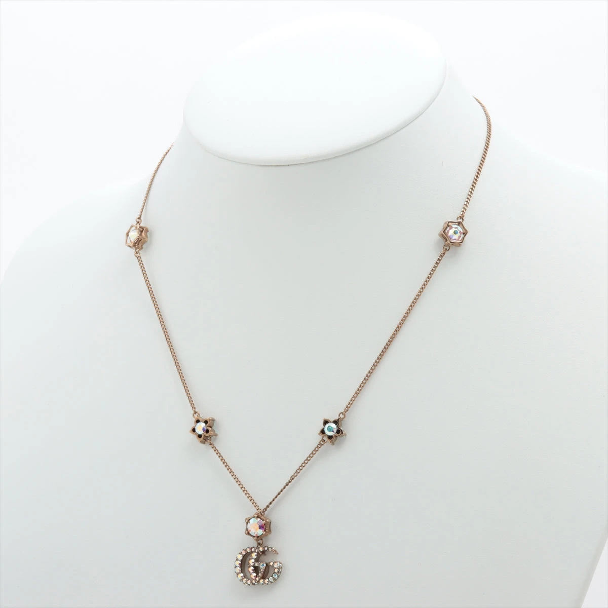 グッチ GG ネックレス GP×ラインストーン ゴールド クリスタル  