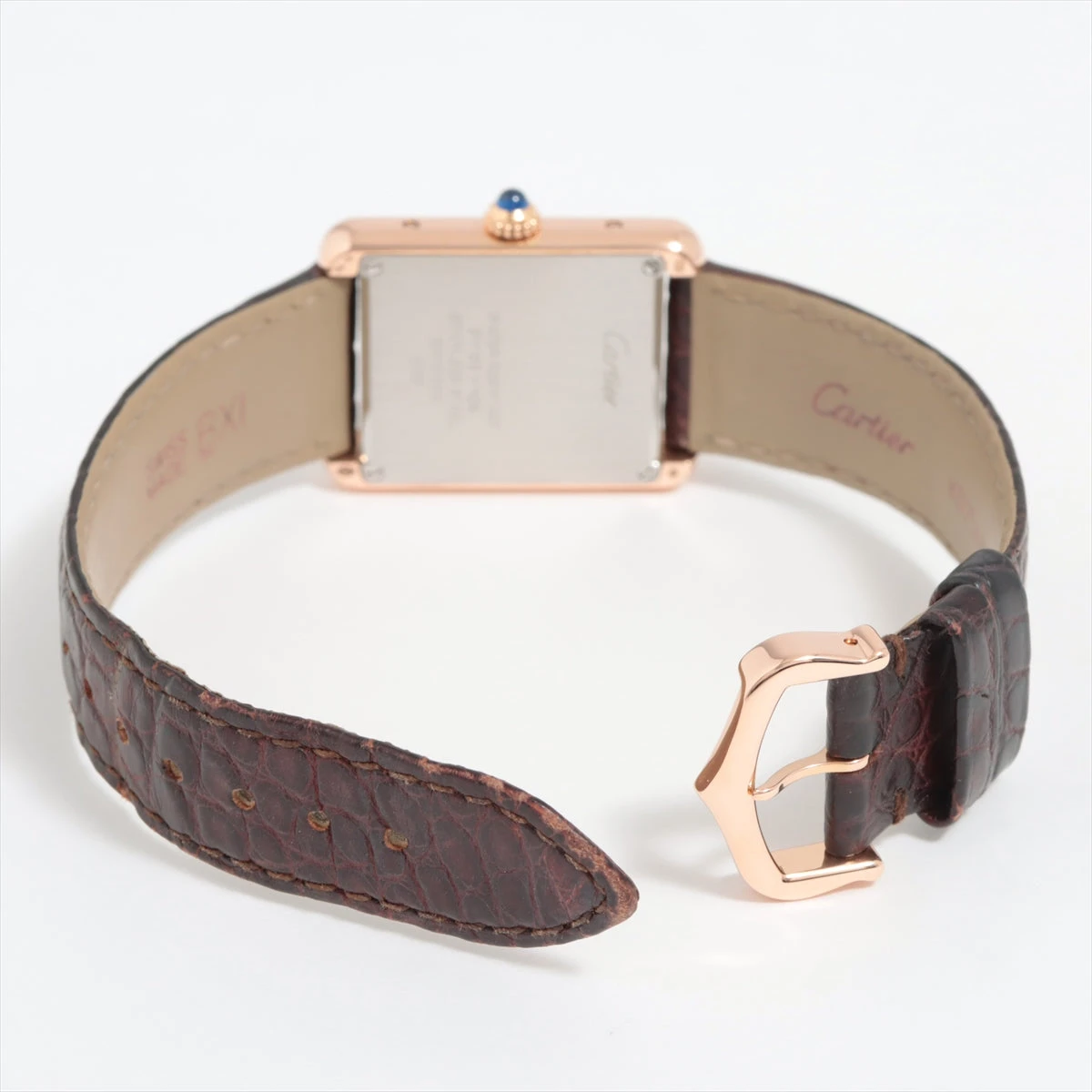 カルティエ タンクソロSM W5200024 SS×PG×革 QZ シルバー文字盤