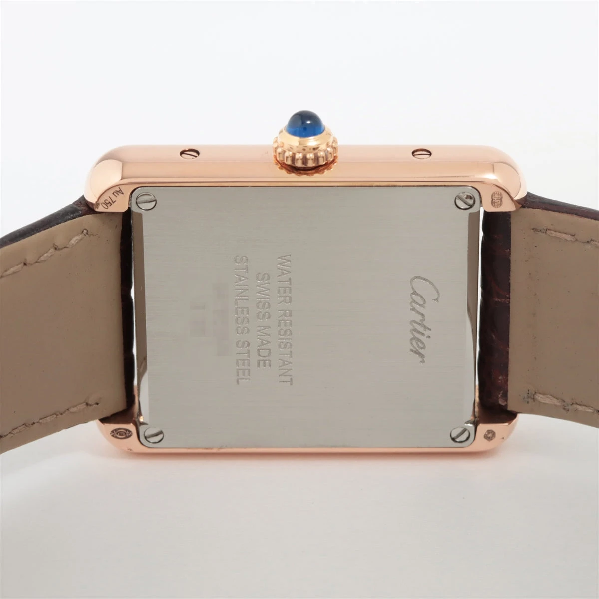 カルティエ タンクソロSM W5200024 SS×PG×革 QZ シルバー文字盤