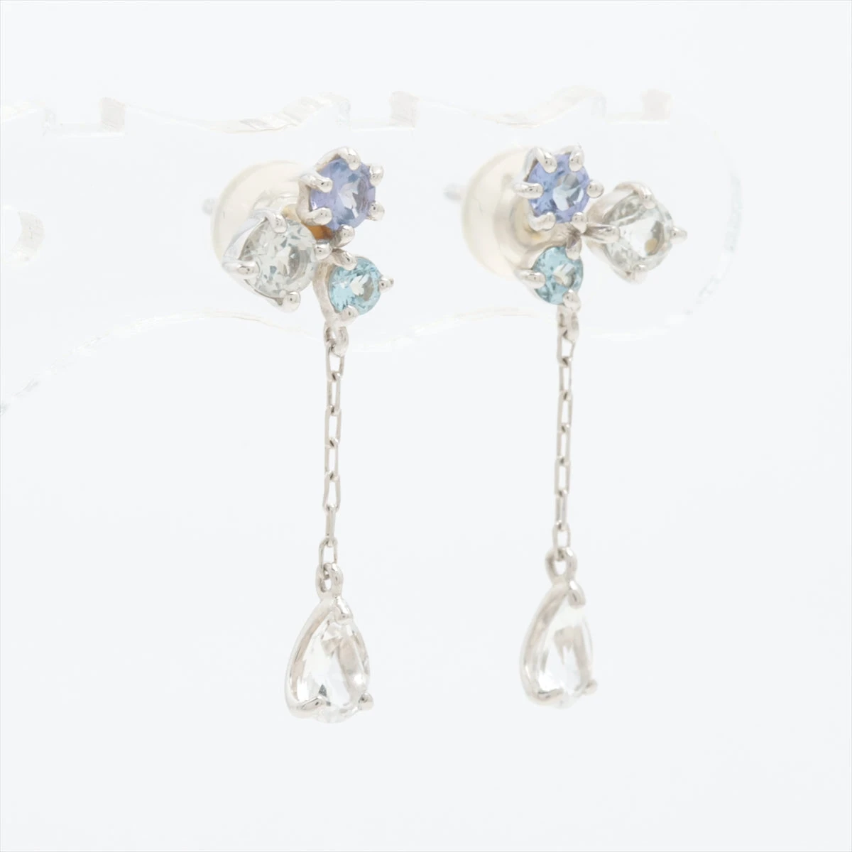4℃ 色石 ピアス K10(WG) 総0.9g キャッチブランド刻印なし