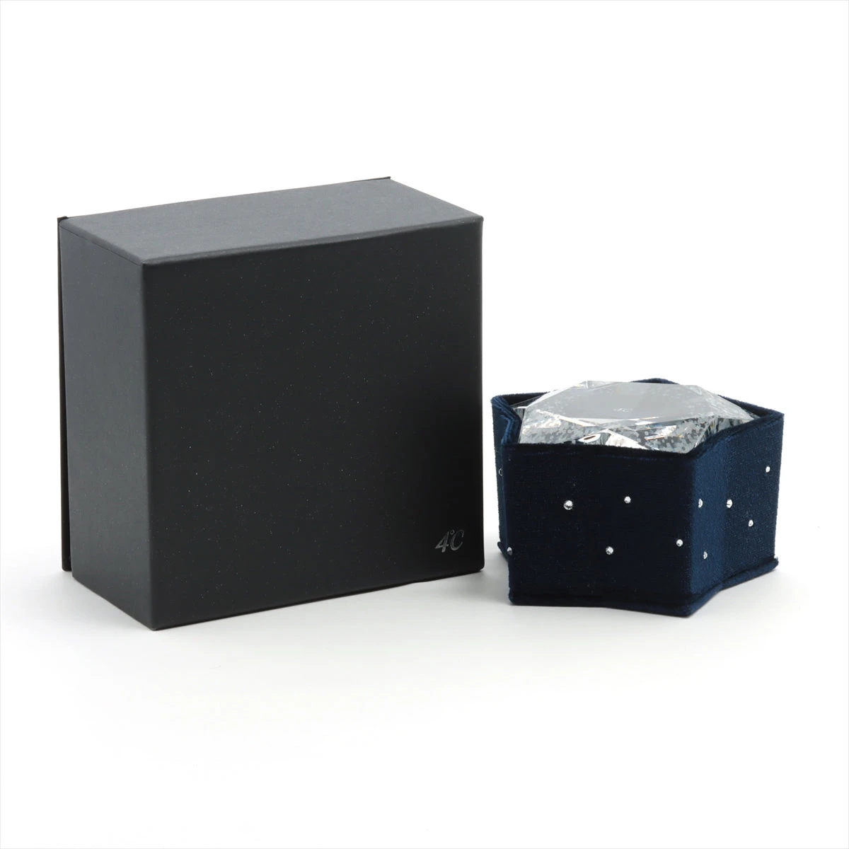 4℃ 色石 ピアス K10(WG) 総0.9g キャッチブランド刻印なし