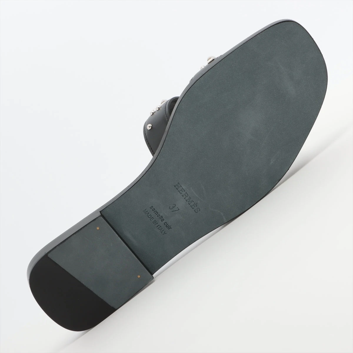 エルメス オラン レザー サンダル 37 レディース ブラック 箱 袋あり