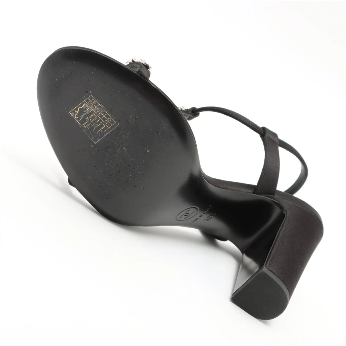 シャネル ココマーク サテン×レザー サンダル 38C レディース