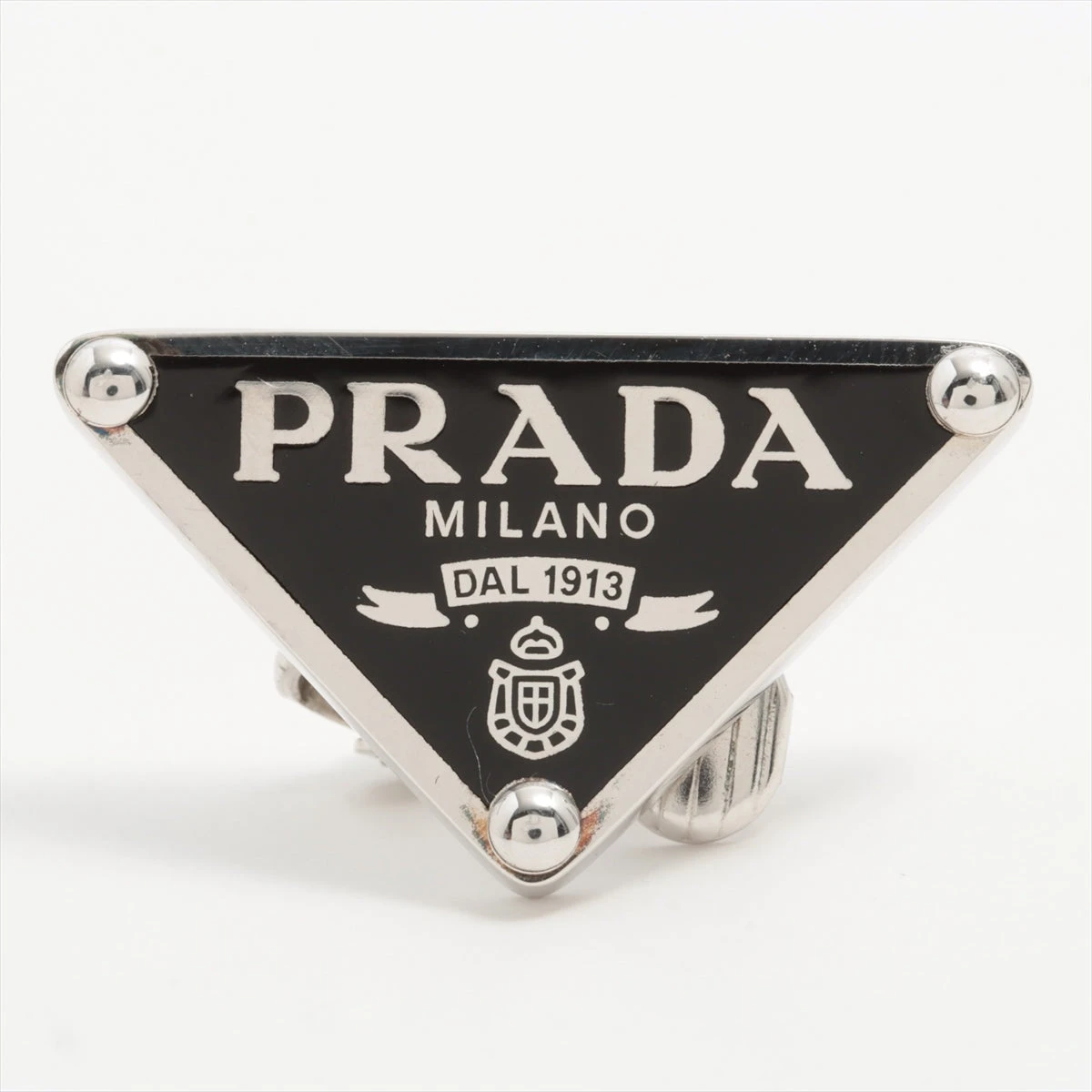 PRADA 美品 プラダ ミニ三角ロゴ シンボル ピアス 片耳用 黒