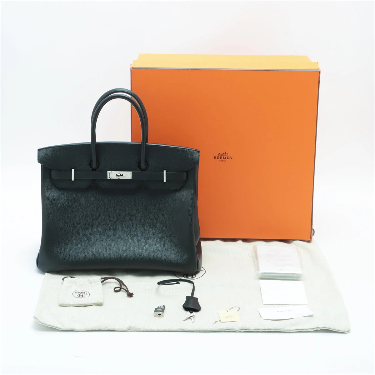 エルメス バーキン35 ヴォーエプソン ブラック シルバー金具 □K:2007 