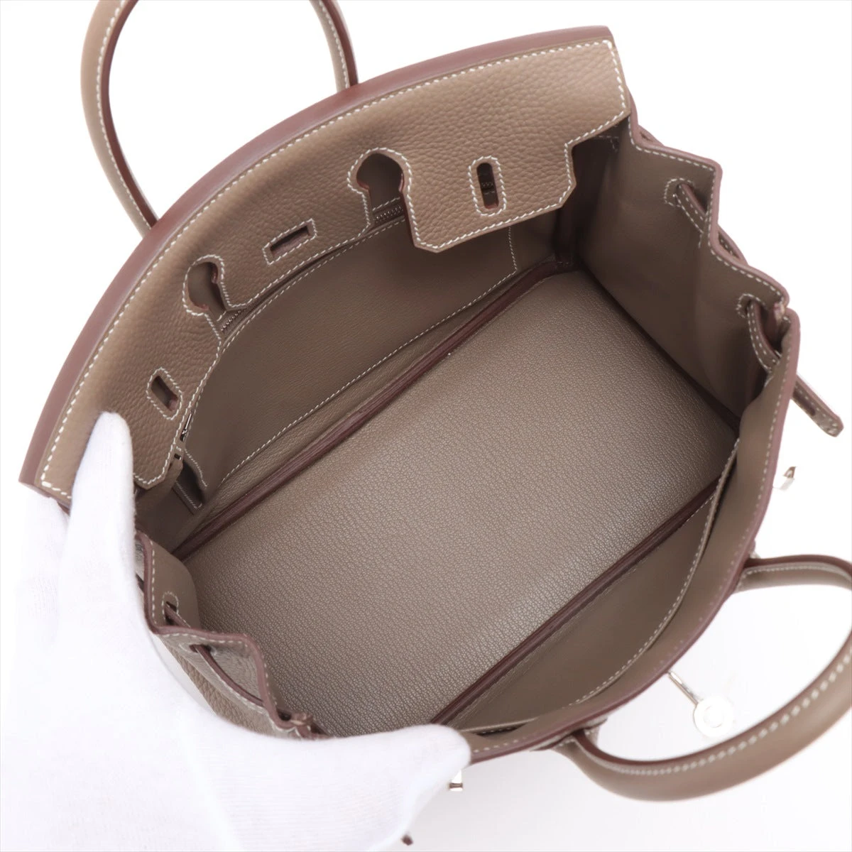 エルメス バーキン25 トリヨンクレマンス エトゥープ シルバー金具 U 