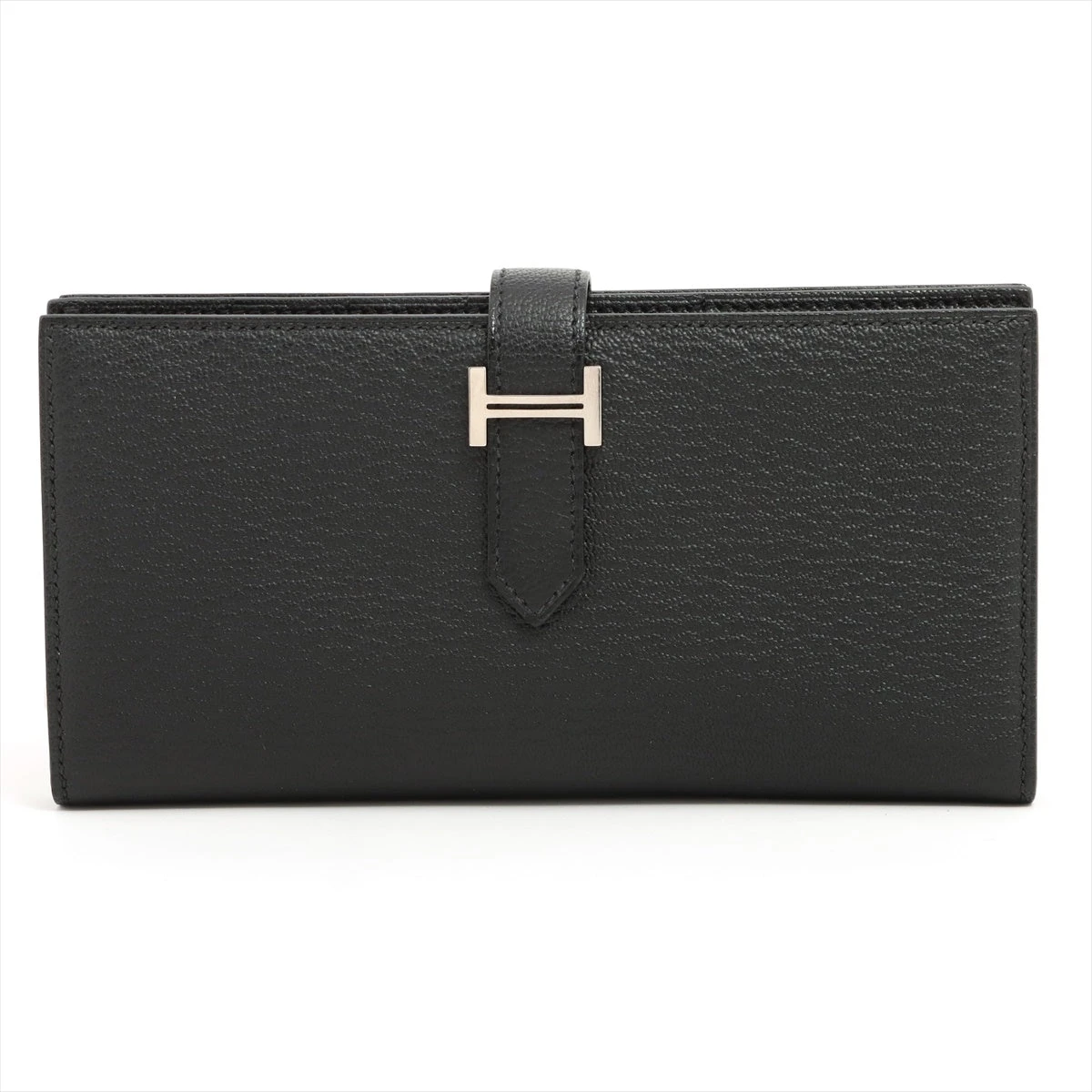 エルメス ベアンスフレ シェブルミゾル 財布 ブラック シルバー金具 B